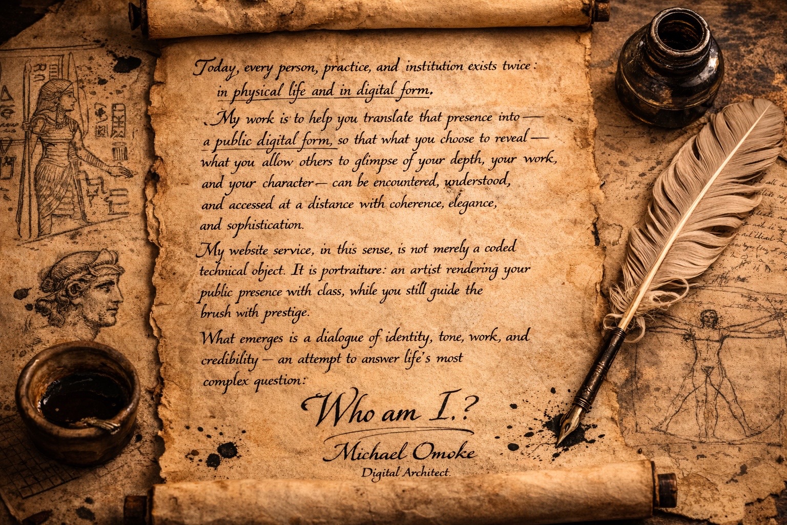 Signed manifesto on parchment by Michael Omoke