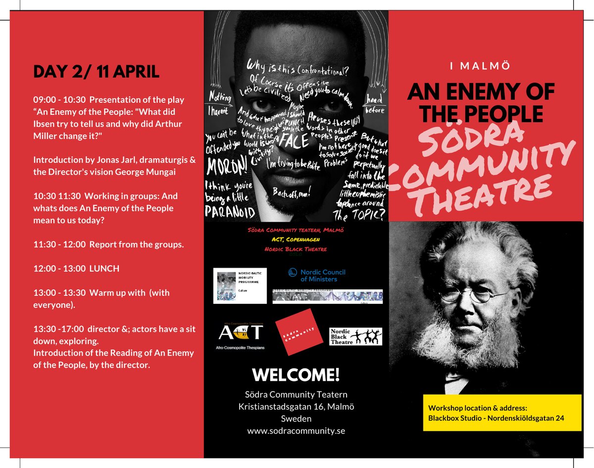 Programmateriale for En folkefjende i Malmö-workshoppen, 10.–13. april 2017.
