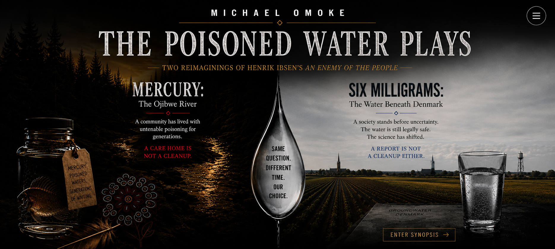 The Poisoned Water Plays by Michael Omoke: Mercury, The Ojibwe River, and Six Milligrams, The Water Beneath Denmark